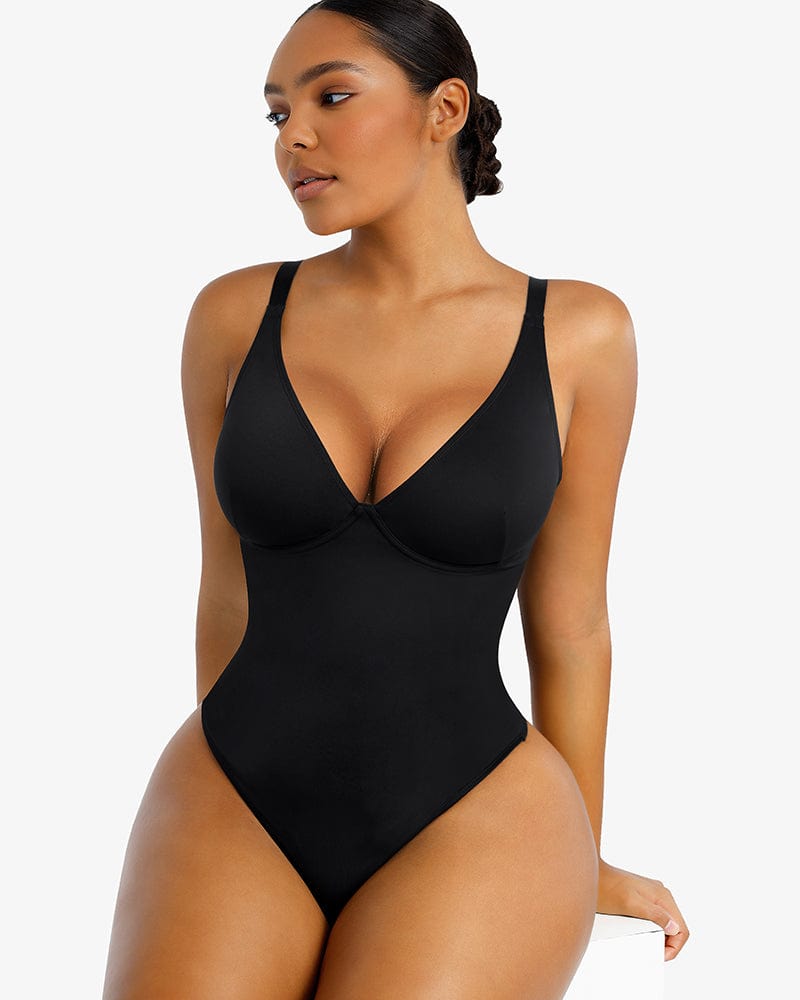 AirSlim® Body Contour V-Neck Thong Bodysuit