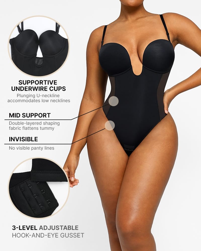 AirSlim® Deep Plunge Low-Back Thong Bodysuit