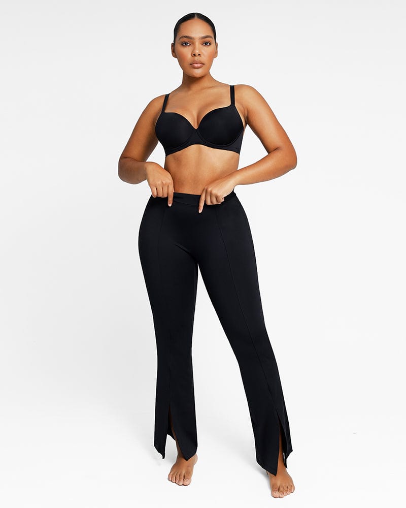 Bundle 1 Cami Thong Bodysuit + 1 Front Slit Flare Legging