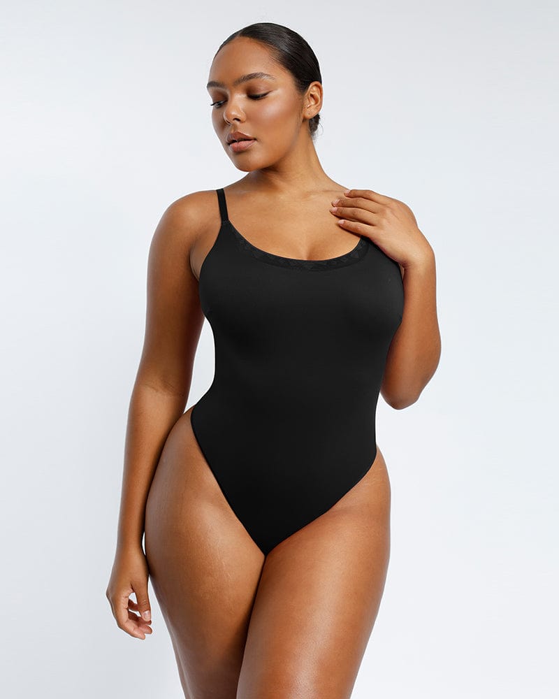 Bundle 1 Cami Thong Bodysuit + 1 Front Slit Flare Legging