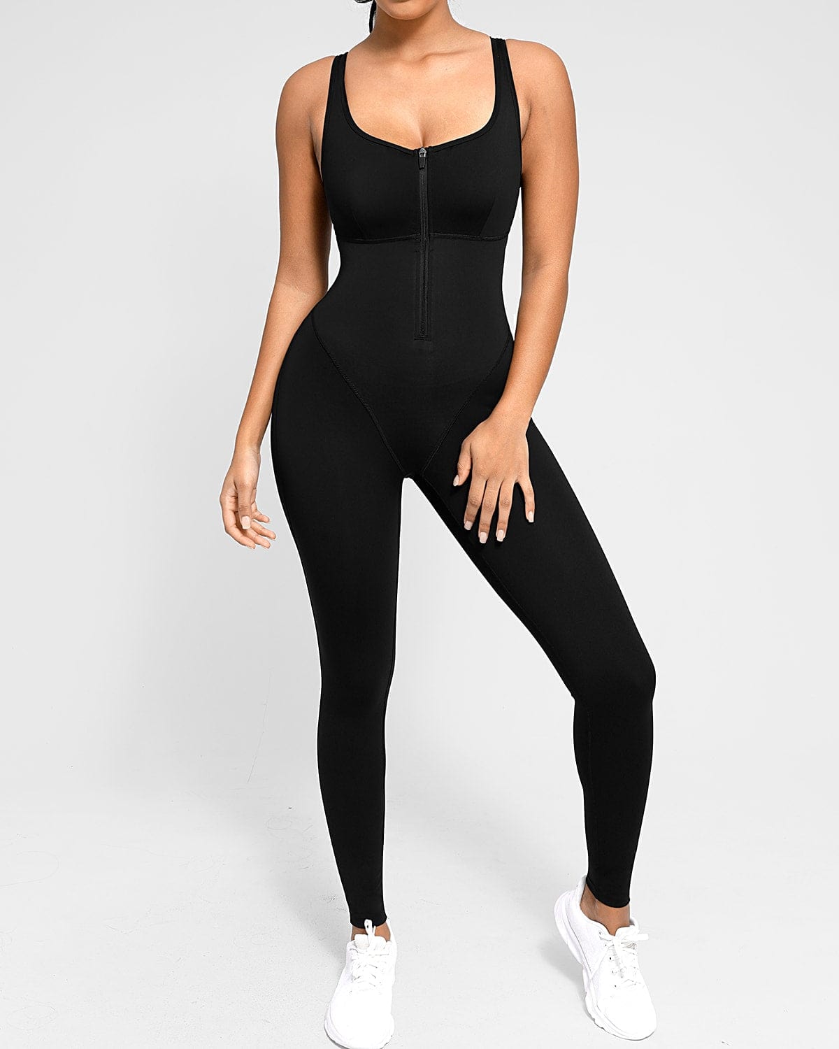 AirSlim® Zipper Front Slit Sports Jumpsuit