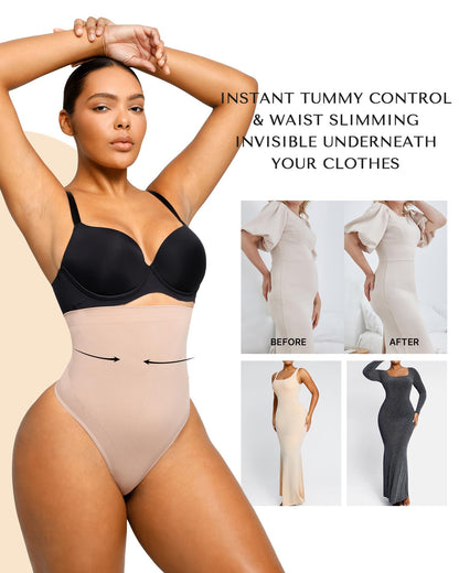 Shapellx PowerConceal™ Shapewear Thong Tummy Control Seamless High-Waisted Body Shaper