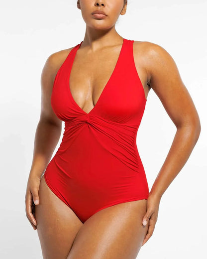 Smart Sculpt Ruched Twist-Front Shaping Swimsuit