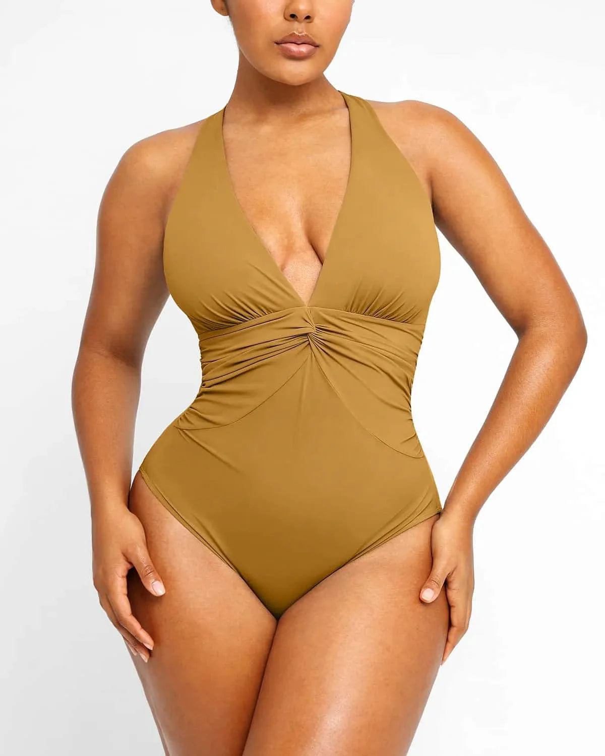 Smart Sculpt Ruched Twist-Front Shaping Swimsuit